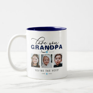 Caneca De Café Em Dois Tons Amo Você Vô/Vôzinho/Otro 3 Foto Texto Personalizad