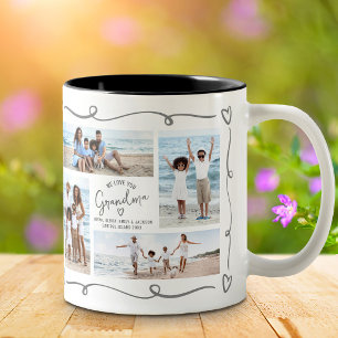Caneca De Café Em Dois Tons Amo Você Vovó 4 Fotos Desenho à Mão Cinza
