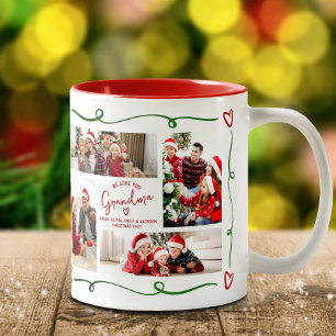 Caneca De Café Em Dois Tons Amo Você Vovó Vermelho Verde Natal Doodles Foto