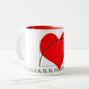 Caneca De Café Em Dois Tons Amo Zero, One e Fibonacci Mug