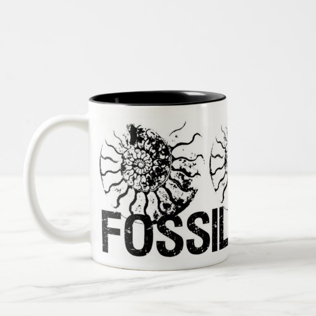 Caneca De Café Em Dois Tons Amonite da ROCHA dos FÓSSEIS (Esquerda)