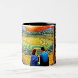Caneca De Café Em Dois Tons Amor ao pôr do sol