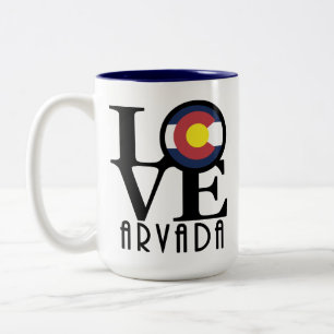 Caneca De Café Em Dois Tons AMOR Arvada Colorado 15oz