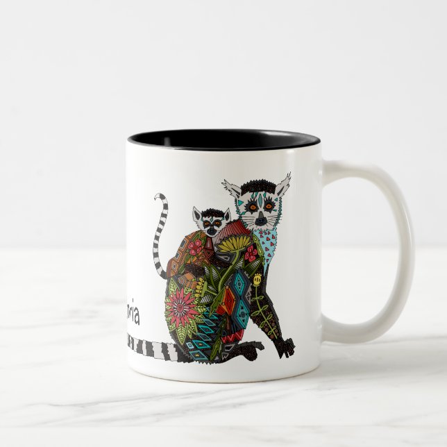 Caneca De Café Em Dois Tons Amor atado anel do Lemur (Direita)