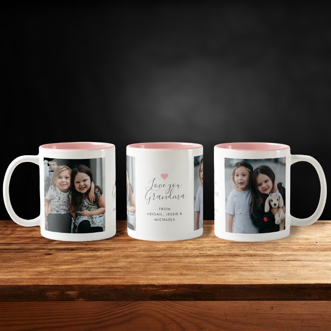 Caneca De Café Em Dois Tons "Amor avó" Moderno 2-Foto (Criador carregado)