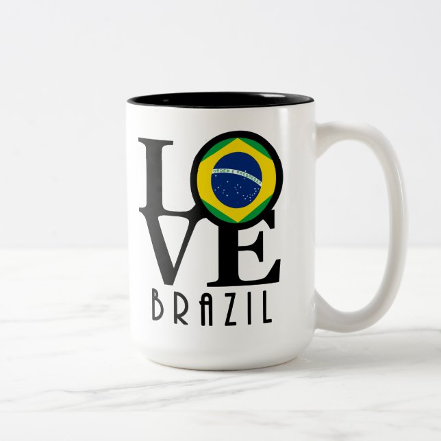 Caneca De Café Em Dois Tons AMOR Brasil 15oz (Direita)