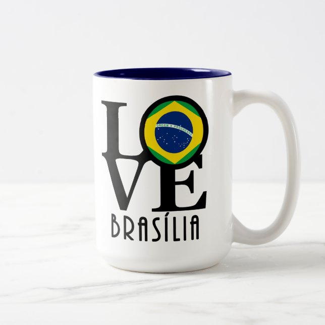 Caneca De Café Em Dois Tons AMOR Brasília 15oz (Direita)