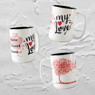 Caneca De Café Em Dois Tons Amor casa doce Casinha Café de Dois Tom Mug