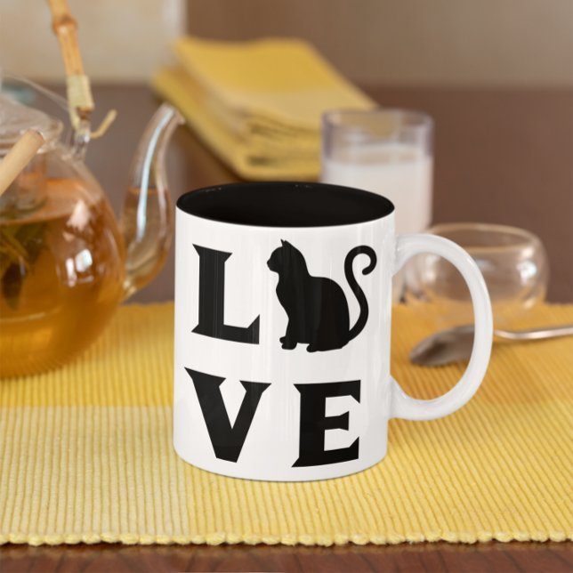 Caneca De Café Em Dois Tons Amor Cat (Criador carregado)
