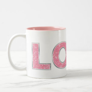 Caneca De Café Em Dois Tons Amor com brilho rosa