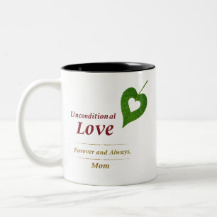 Caneca De Café Em Dois Tons Amor com Folha de Coração - Mãe Mug
