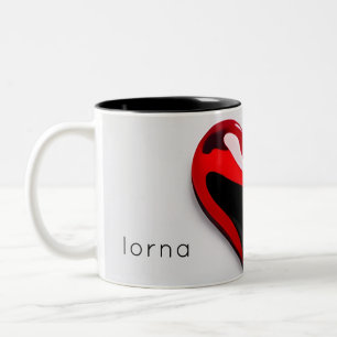 Caneca De Café Em Dois Tons amor, coração monograma, simples, mínimo moderno