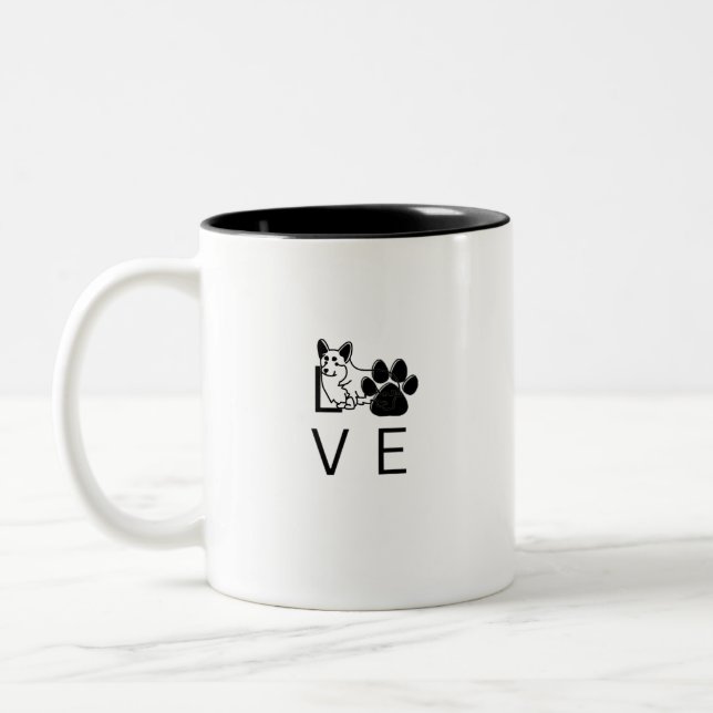 CANECA DE CAFÉ EM DOIS TONS AMOR CORGI (Esquerda)