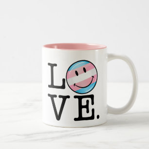 Caneca De Café Em Dois Tons Amor da bandeira do orgulho do Transgender