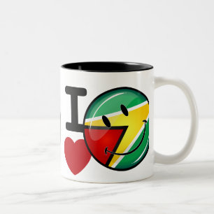 Caneca De Café Em Dois Tons Amor da bandeira guianesa de sorriso de Guyana