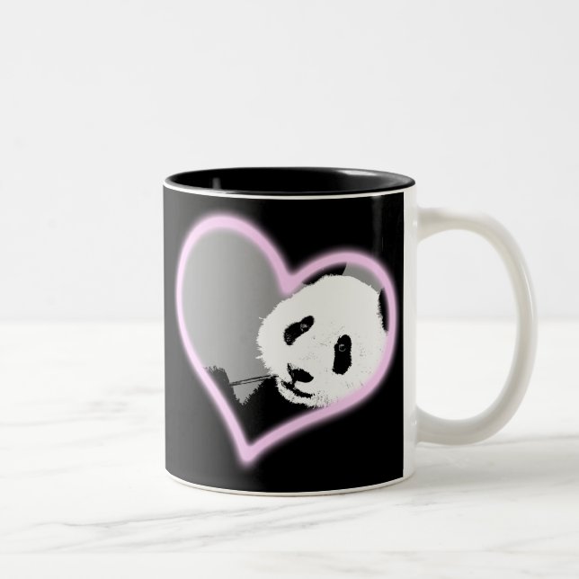 Caneca De Café Em Dois Tons amor da panda.  luz de néon (Direita)
