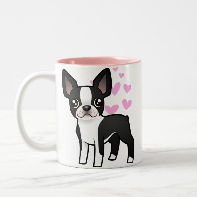Caneca De Café Em Dois Tons Amor de Boston Terrier (Esquerda)