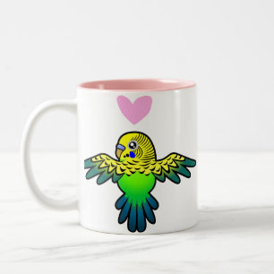 Caneca De Café Em Dois Tons Amor de Budgie