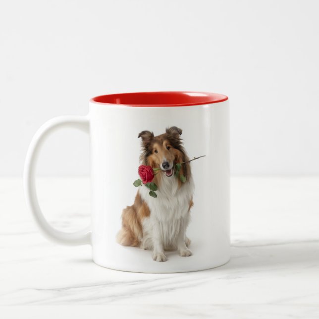 Caneca De Café Em Dois Tons Amor de Collie (Esquerda)