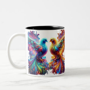 Caneca De Café Em Dois Tons Amor de Doves