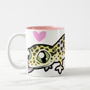 Caneca De Café Em Dois Tons Amor de Lagartixa Leopardo