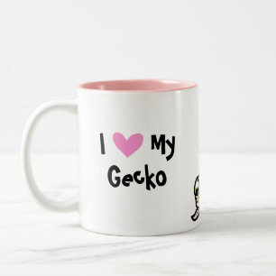 Caneca De Café Em Dois Tons Amor de Lagartixa Leopardo