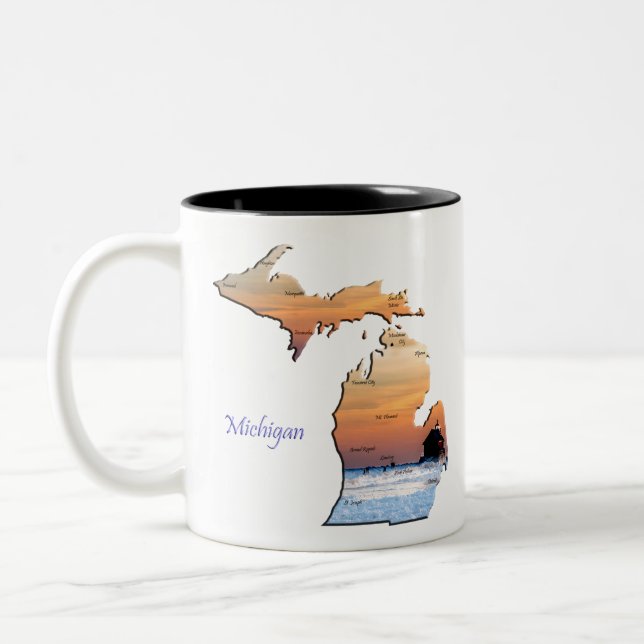 Caneca De Café Em Dois Tons Amor de Michigan (Esquerda)