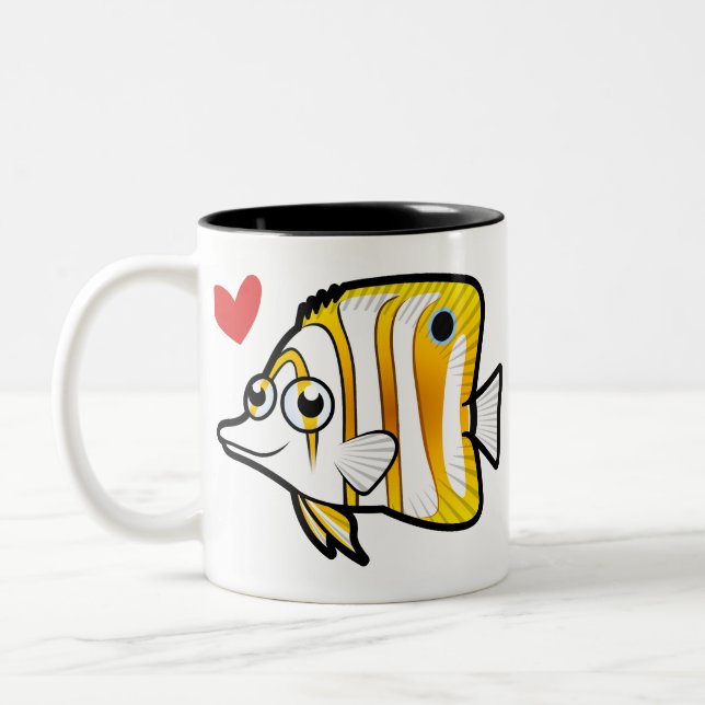 Caneca De Café Em Dois Tons Amor de Peixe Borboleta (Esquerda)