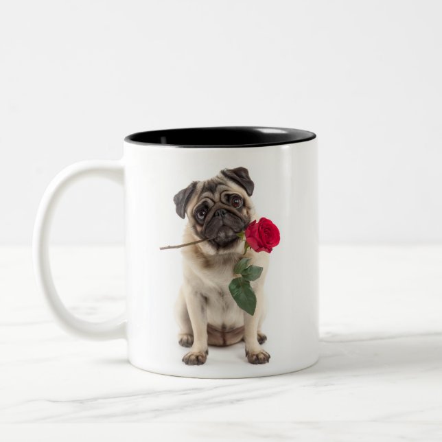 Caneca De Café Em Dois Tons Amor de Pug (Esquerda)