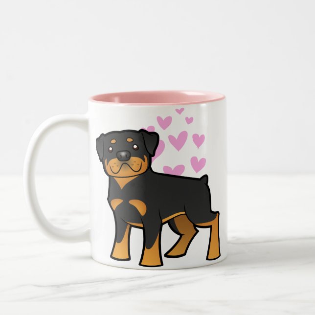 Caneca De Café Em Dois Tons Amor de Rottweiler (Esquerda)
