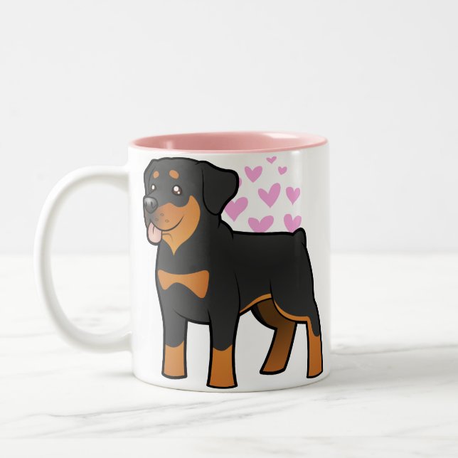 Caneca De Café Em Dois Tons Amor de Rottweiler (Esquerda)