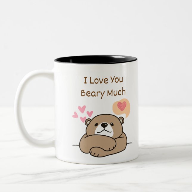 Caneca De Café Em Dois Tons Amor De Urso Castanho Bonito (Esquerda)