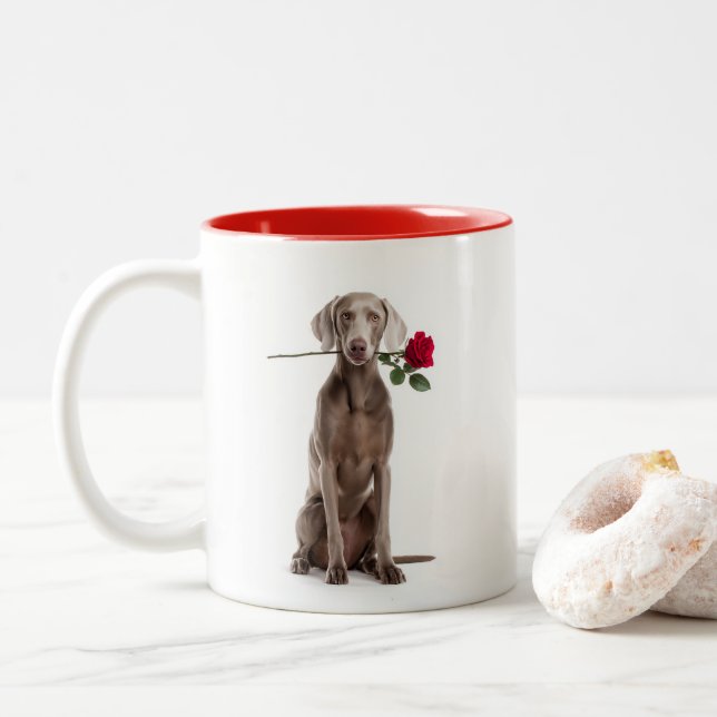 Caneca De Café Em Dois Tons Amor de Weimaraner (Com Donut)