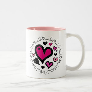 Caneca De Café Em Dois Tons Amor do amor do amor dos corações