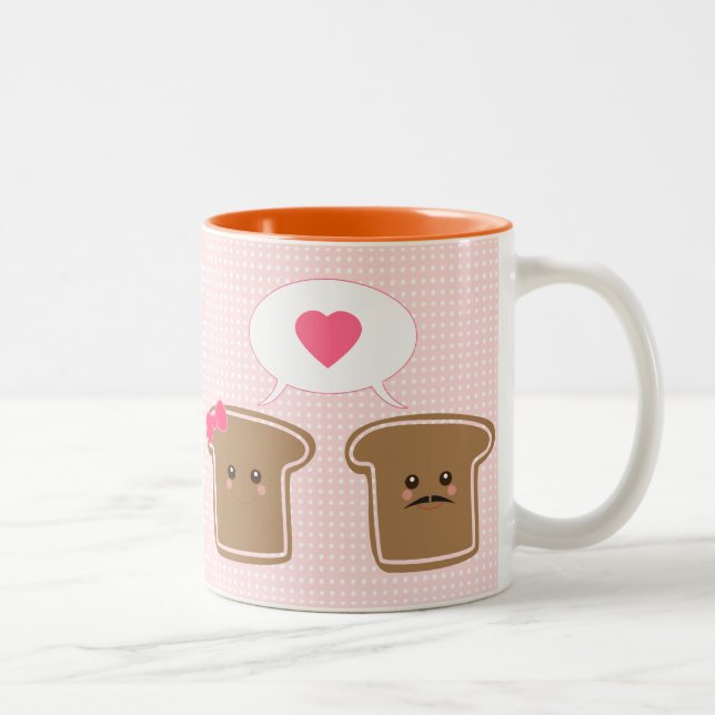 Caneca De Café Em Dois Tons Amor do brinde de Kawaii (Direita)