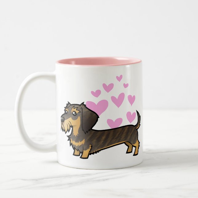 Caneca De Café Em Dois Tons Amor do Dachshund (wirehair) (Esquerda)
