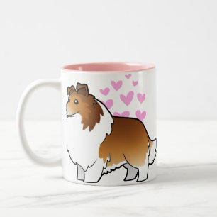 Caneca De Café Em Dois Tons Amor do Sheepdog/Collie de Shetland