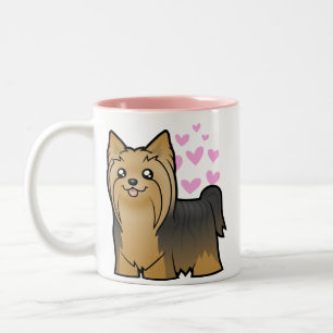 Caneca De Café Em Dois Tons Amor do yorkshire terrier (cabelo longo nenhum