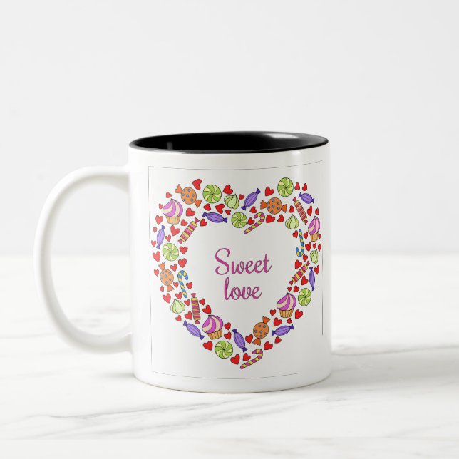 Caneca De Café Em Dois Tons Amor doce (Esquerda)
