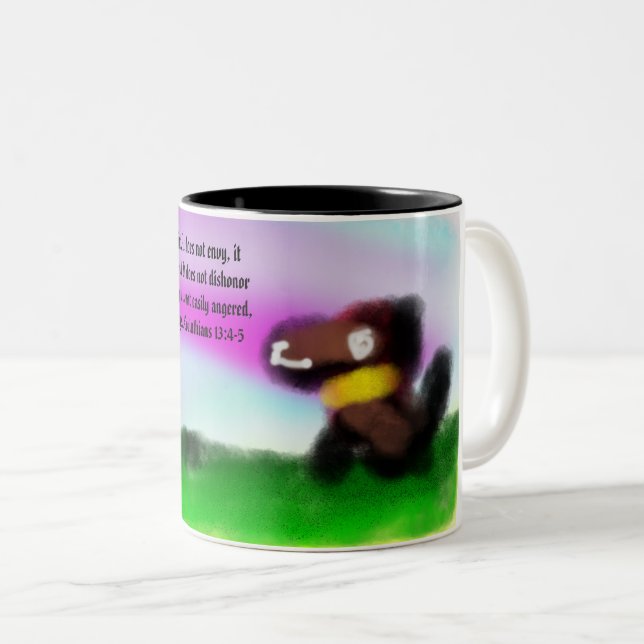 Caneca De Café Em Dois Tons amor e bondade (Frente Esquerda)