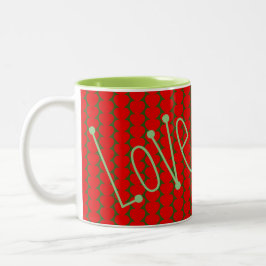 Caneca De Café Em Dois Tons Amor e coração vermelho