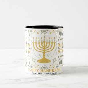 Caneca De Café Em Dois Tons Amor e Luz Família simples e feliz de Hanukkah