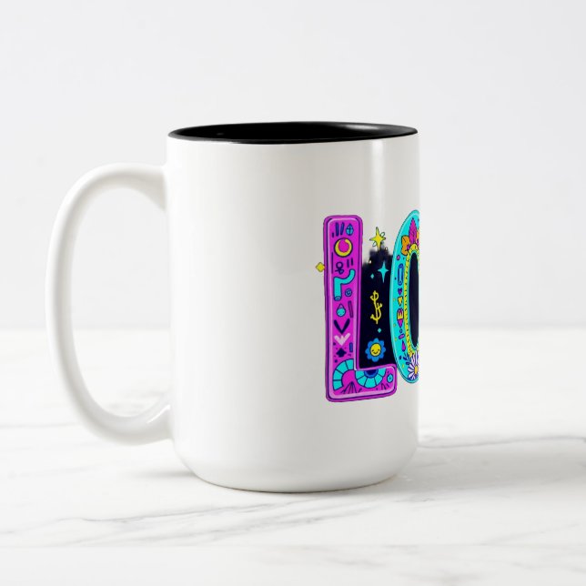 Caneca De Café Em Dois Tons Amor em Bloom (Esquerda)