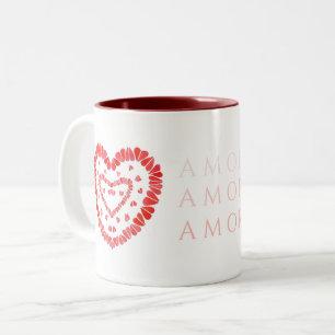 Caneca De Café Em Dois Tons AMOR-ESPANHOL AMOR Maçã de dois tons