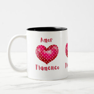 Caneca De Café Em Dois Tons Amor Flamenco Red Heart com Bolinhas Passion