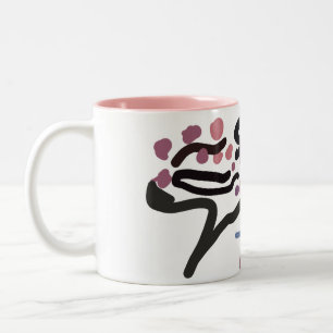 Caneca De Café Em Dois Tons amor flor de cerejeira