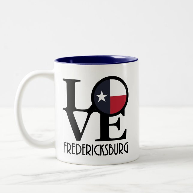 Caneca De Café Em Dois Tons AMOR Fredericksburg TX 11oz (Esquerda)