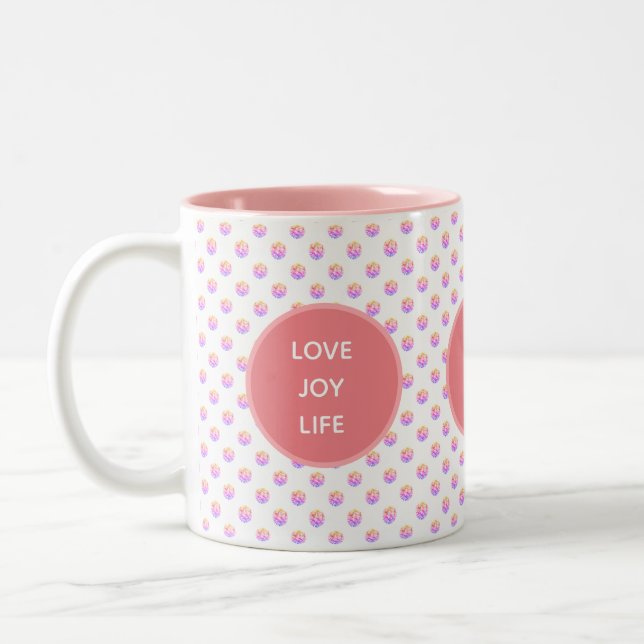 Caneca De Café Em Dois Tons Amor, Joy, Diamantes Rosa (Esquerda)