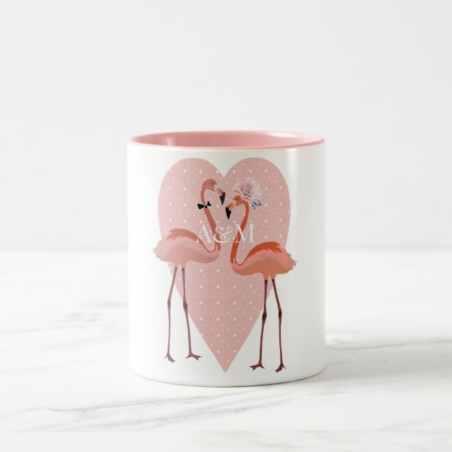 Caneca De Café Em Dois Tons Amor na moda de Flamingo rosa (Centro)