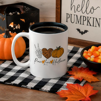 Caneca De Café Em Dois Tons Amor Paz Halloween